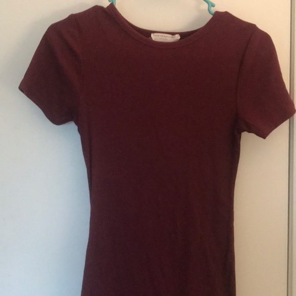 Maroon Fitted T Shirt Dress - Picture 3 of 3